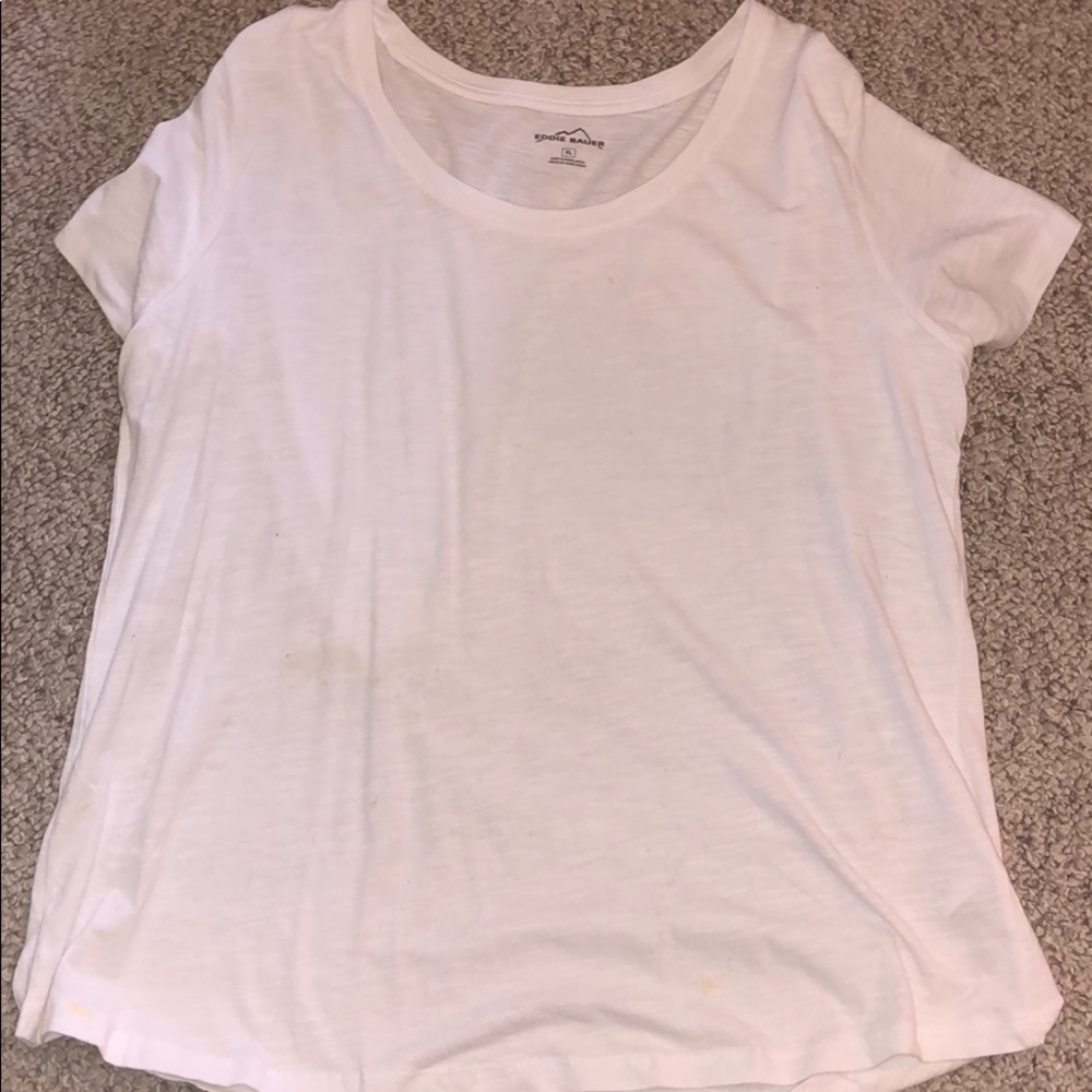 white eddie bauer tee shirt